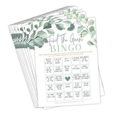 Eucalyptus Floral Find The Guest Bingo Game For Bridal Shower, Baby Shower And Bachelorette Parties, 50 Game Cards Included
