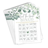 Eucalyptus Floral Find The Guest Bingo Game For Bridal Shower, Baby Shower And Bachelorette Parties, 50 Game Cards Included