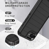 For Iphone 16E Case With 2 Pack Tempered Glass Screen Protector Heavy Duty Shockproof 3-Layer Full Body Protection Military Grade Rugged Cover Case For Apple Iphone 16E 6.1",Black