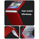Case For Motorola Razr 2024/2025 - With Built-In Cover Screen Protector, Thin Hard Matte Polycarbonate Cover Phone Case For Moto Razr 2024/2025 - Red+Glass