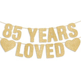 Pre-Strung 85th Birthday Banner Gold Glitter Funny 85th Birthday Party Decor
