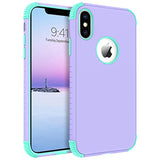 For Iphone Xs Max Case, Phone Case Iphone Xs Max, Heavy Duty 2 In 1 Full Rugged Shockproof Protection Hybrid Hard Pc Bumper Drop Protective Girls Women Boys Iphone Xsmax Covers, Purple/Mint