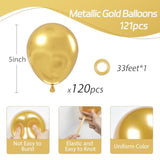 120Pcs 5 Inch Metallic Gold Balloons, Small Chrome Gold Latex Balloons For Graduation Engagement Wedding Birthday Party Decorations