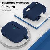 For Airpods Pro 2Nd Generation Case Cover, Protective Silicone Skin Accessories With Keychain For Women Men For Apple Airpods Pro Gen 2(2022), Front Led Visible-Midnight Blue