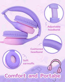 Over Ear Kids Headphones with HD Mic, Safe Volume Limited Wired Headphones for School, Travel, Stereo Sound Headphones with Cord, Foldable 3.5mm