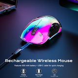 2.4G Aesthetic Wireless Mouse - Customizable Covers & Led Mood Lighting - Rechargeable Ergonomic Design, 5 Buttons, 1200 Dpi For Office, Laptop, Mac - White