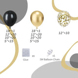 Black And Gold Balloons Arch Garland Kit, 122Pcs Gold And Black Confetti Balloons With 16Ft Tape Strip & Dot Glue For Graduation Birthday New Year Party Decorations
