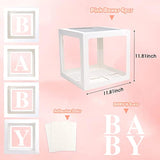 4Pcs Baby Boxes with Letters for Gender Reveal & Baby Shower Decorations (White)