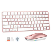 MEETION Wireless Bluetooth Keyboard and Mouse for Mac, Multi Device Quiet Slim Rechargeable Low Profile Apple Layout Magic Keyboard Mouse for iPad, iPhone, iMac, MacBook Air/Pro, for Mac/iPadOS RoseG