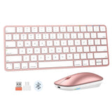 MEETION Wireless Bluetooth Keyboard and Mouse for Mac, Multi Device Quiet Slim Rechargeable Low Profile Apple Layout Magic Keyboard Mouse for iPad, iPhone, iMac, MacBook Air/Pro, for Mac/iPadOS RoseG