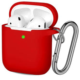 Compatible With Airpods Case Cover, Soft Silicone Protective Skin (Front Led Visible) Designed For Airpods With Keychain Accessories, Women, Men, Red