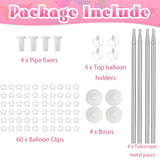 Balloon Stand Kit Set Of 4, Adjustable Height Balloon Column Kit For Floor With Metal Telescopic Pillar For Table Graduation Birthday Baby Shower Gender Reveal Party Decorations