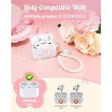 Boaretiu For Airpods Pro/Pro 2Nd Gen Case With Pearl Bow Keychain - Stylish Protective Cover For Women, Cute Girls Kawaii Girly Unique Silicone Design Case For Airpods Pro & Pro 2, Butterfly