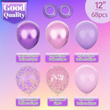 Pink And Purple Balloons, 68Pcs 12 Inch Metallic Purple Pink Confetti Latex Balloons With Ribbon, Party Balloons For Girls Birthday Baby Shower Wedding Party Decorations