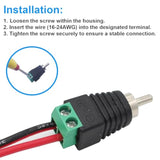 Phono Rca Male Plug To Av Screw Terminal Adapter Speaker Wire To Connector For Audio & Video (2-Pack Rca Male Plug)