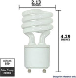 S8204 15W Mini Spiral CFL Light Bulb GU24 Base 2700K Soft White 950 Lumens 60W Equivalent