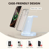 Charging Station for iPhone Charger Stand: 3 in 1 Wireless Charger for iPhone 17 16e 16 15 14 13 12 Pro Max for Watch 11-2 Series for