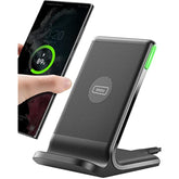 Wireless Charger, 15W Fast Qi Certified Wireless Charging Station With Sleep-Friendly Adaptive Light Compatible With 16 15 14 13 Pro Xs 8 Plus Samsung Galaxy S25 S24 S23 Note 20 Google Etc