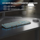 Wired Retro Computer Keyboard, Quiet Typewriter Keyboard, Khaqi Cute Keyboards Light Up With Round Keycaps, Led Backlit,104-Key For Pc, Laptop(Khaqi)