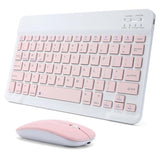 Rechargeable Bluetooth Keyboard And Mouse Combo For Ipad, Ultra-Slim Portable Wireless Mouse Keyboard For Ipad Pro Air Mini Iphone Samsung Tablet Cell Phone Android, Ipados/Ios 13 And Above (Pink)