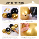 140Pcs Black Gold Balloons Set β Confetti & Star Balloons for Party Decor
