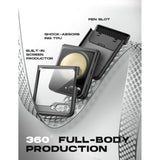 i-Blason Journey for Samsung Galaxy Z Flip 5 Case (2023) with Built-in Screen Protector & Kickstand, Full-Body Rugged Protective Phone Case for Z Flip 5 with Auto-Rotate Hinge Protection (Black)