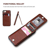 Premium Leather Wallet Case with Kickstand for iPhone 7/8, Brown