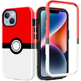 Case For Iphone 15 - Cartoon Kawaii Red&White Ball Pattern Hard Pc And Inner Silicone Hybrid Dual Defender Case For Apple Iphone 15