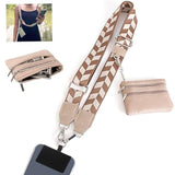 Clip And Go Crossbody Phone Strap With Wallet, Adjustable Zippered Pouch For All Phones, Khaki