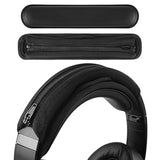 Geekria Hook and Loop Headband Cover + Pad Set, Protector with Zipper Closure Compatible with Medium Sized Headphones, Easy DIY Installation (Protein Leather/Black)