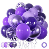 60Pcs Metallic Purple Balloons 12In Lavender Lilac Dark Purple Confetti for Party Decorations