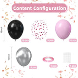 Black And Pink Balloons, 60Pcs 12Inch Black And Pink White Balloons,Metal Silver And Confetti Balloon For Graduation Birthday Baby Shower Anniversary Wedding Bridal Shower Party Decoration