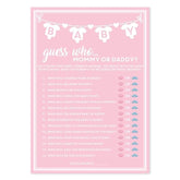 Baby Shower Games For Girl, 50 Pcs Pink Mommy Or Daddy Guess Who Game, Fun Activity Cards, Ideas