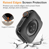 2 In 1 Metal Case Compatible With Apple Watch Series 6/5/4/Se 3 2 1 44Mm With Back Cover, Rugged Shockproof Protective Bumper Cover For Iwatch 44Mm, Black