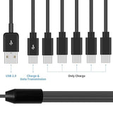 Usb C Splitter Cable - 6 In 1 Usb 2.0 Type A To 6 Type-C Male Charger Cable With 3A Fast Charge For Android, Samsung, Tablet, 1.5Ft