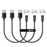 Magnetic Charging Cable,2In1 Gen12 (1Ft/3 Pack Black) 18W Fast Charging And Data Transfer Magnetic Charger For Usb-C And Micro-Usb Phones