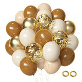 50pcs Brown Sand White Balloons 12 Inch Retro Apricot Gold Confetti Party Decorations
