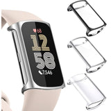 3Pack Screen Protector Compatible With Fitbit Charge 6/5 (Not For Charge 4/3), Tpu Rugged Bumper Case Cover Allaround Protective Plated Bumper Shell Accessories For Charge 6 5 Smartwatch