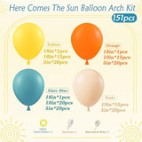 151Pcs Here Comes The Sun Balloon Garland Arch Kit, Boho Retro Dusty Slate Blue Burnt Orange Mustard Yellow Balloons For Here Comes The Son Baby Shower Decor