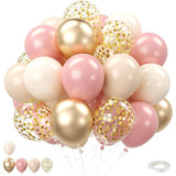 Blush Pink & Gold 12" Balloon Set Retro Pink, Champagne & Confetti