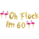 Oh Flock I'M 60 Gold Glitter Banner - Happy 60Th Birthday Party Decorations, Gifts, Supplies And Favors
