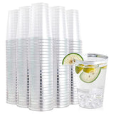 200 Pack 12 Oz Silver Rimmed Plastic Cups, Clear Plastic Cup 12 Ounce Tumblers, Heavy-Duty & Fancy Disposable Cups With Silver Rim For Wedding Cups Elegant Party