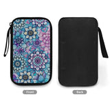 Purple Boho Flower Print Large Electronics Organizer, Travel Cord Organizer, Cable Storage Bag, Tech Accessories Case