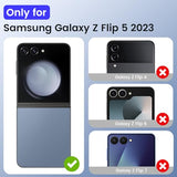 for Galaxy Z Flip 5 Case, Z Flip 5 case with Screen Protector & Hinge Protection, 360° Ring Kickstand, Full Body Protective Cover Case for