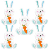 5 Pieces 30 Inches Large Easter Bunny Foil Balloons, Cute White Rabbit With Carrot Mylar Balloons For Easter Day Party Supplies, Spring Baby Shower, And Birthday Decorations