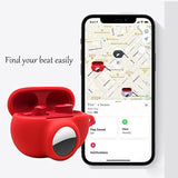 Compatible For Beats Studio Buds Airtag Case, Silicone Protective Skin Sleeve With Airtag Holder,Find Your Headphone Cover,Black