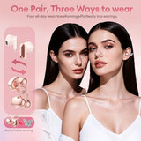 3 in 1 Ctbuds Stylish Jewelry-Style Clip on Open Ear Headphones Wireless Earbuds, Instant Earring Mode, Ultra-Long 140H Play, Bluetooth 6.0, All-Day