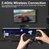 PS2 Controller, 2 Packs 2.4GHz Wireless Controller for PS2/PS2 Slim/PS1, Wireless PS2 Replacement Controller, Double Vibration, Black