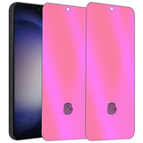 2 Pack Anti-Blue Privacy Tempered Glass For Samsung Galaxy S24 / S25 Anti-Spy Screen Protector Film Electroplated Gradient Colorful Support Finger Unlock 6.2 Inch