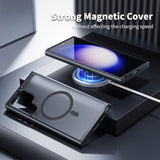 For Samsung Galaxy S23 Ultra Mag Safe Case,Slim Shockproof Protective Cover With Magnetic,Frosted Hard Back Soft Silicone Tpu Bumper Phone Case Compatible Galaxy S23 Ultra 6.8Inch,Matte Black